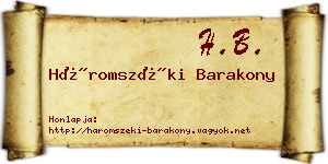Háromszéki Barakony névjegykártya